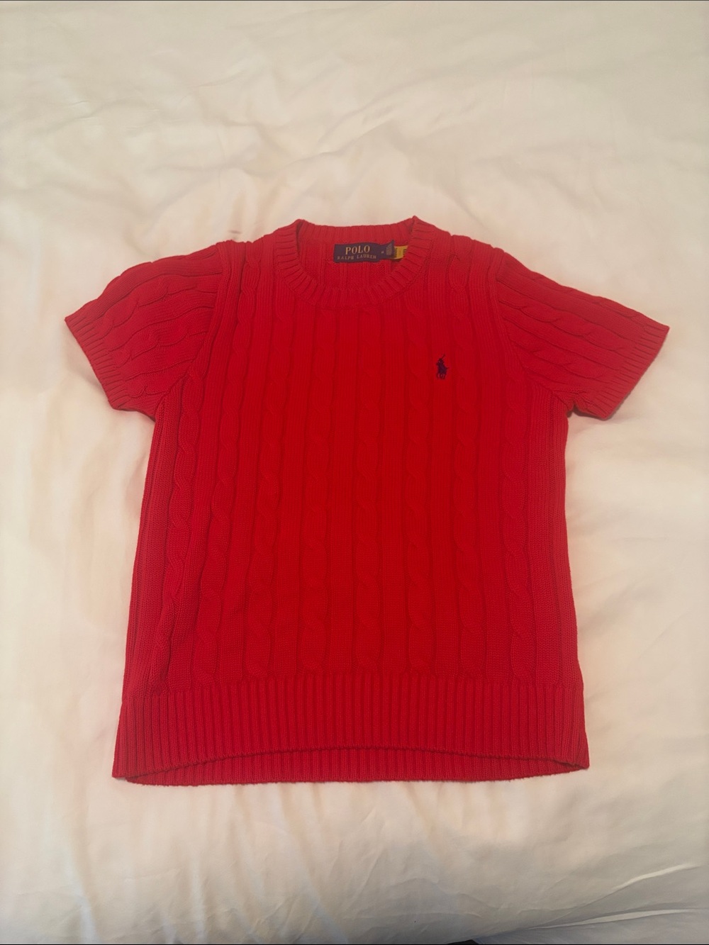 Polo by Ralph Lauren Red Cable-Knit Crewneck Sweater Tee